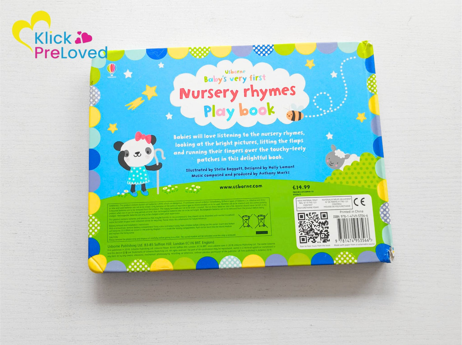 PreLoved Usborne Baby's Very First Nursery Rhymes Play Book (Gently Used)