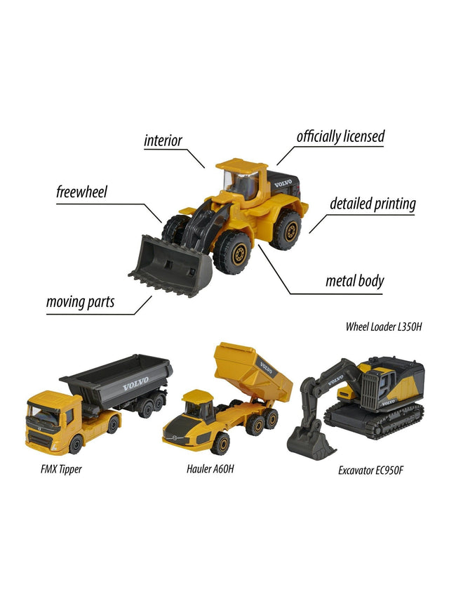 Majorette Volvo Construction 4 Pieces Giftpack