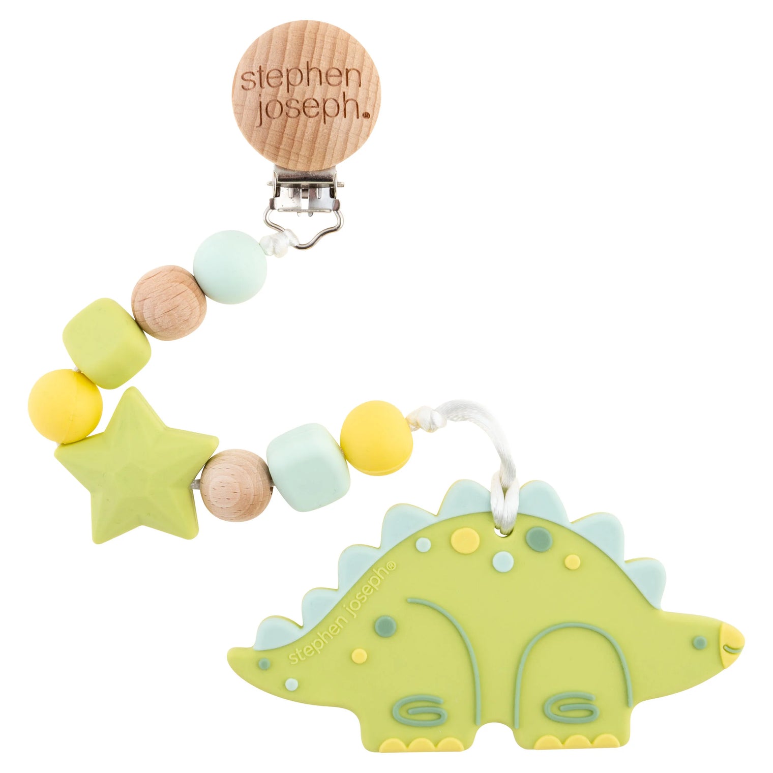 Stephen Joseph Silicone Teether Pacifier Clip (Available in 2 different designs)