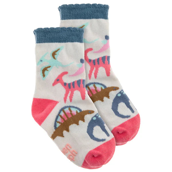 Stephen Joseph Non Slip Toddler Socks - Pink Dino (3 sizes available)