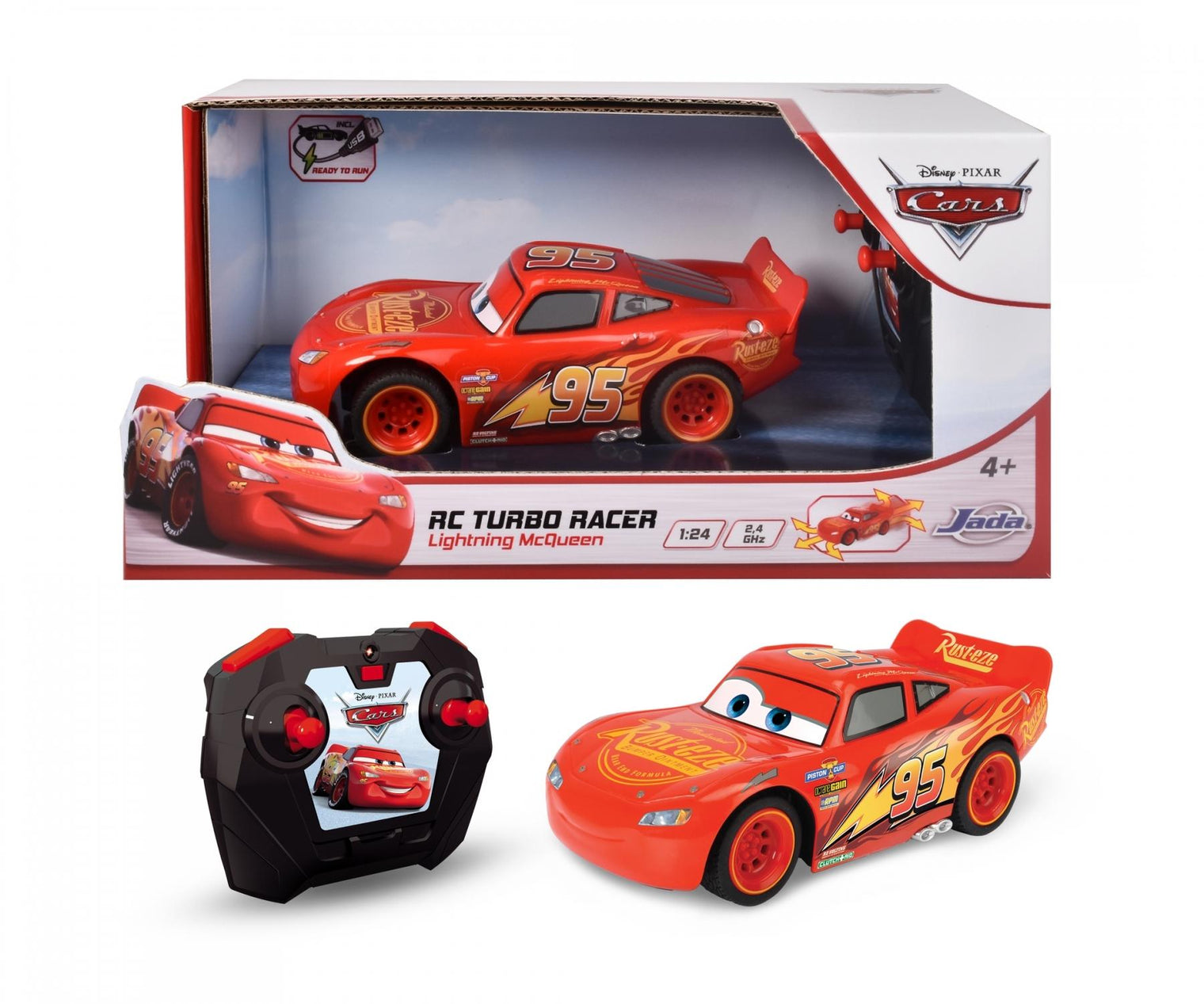 RC Cars Glow Racers Light McQueen 1:24