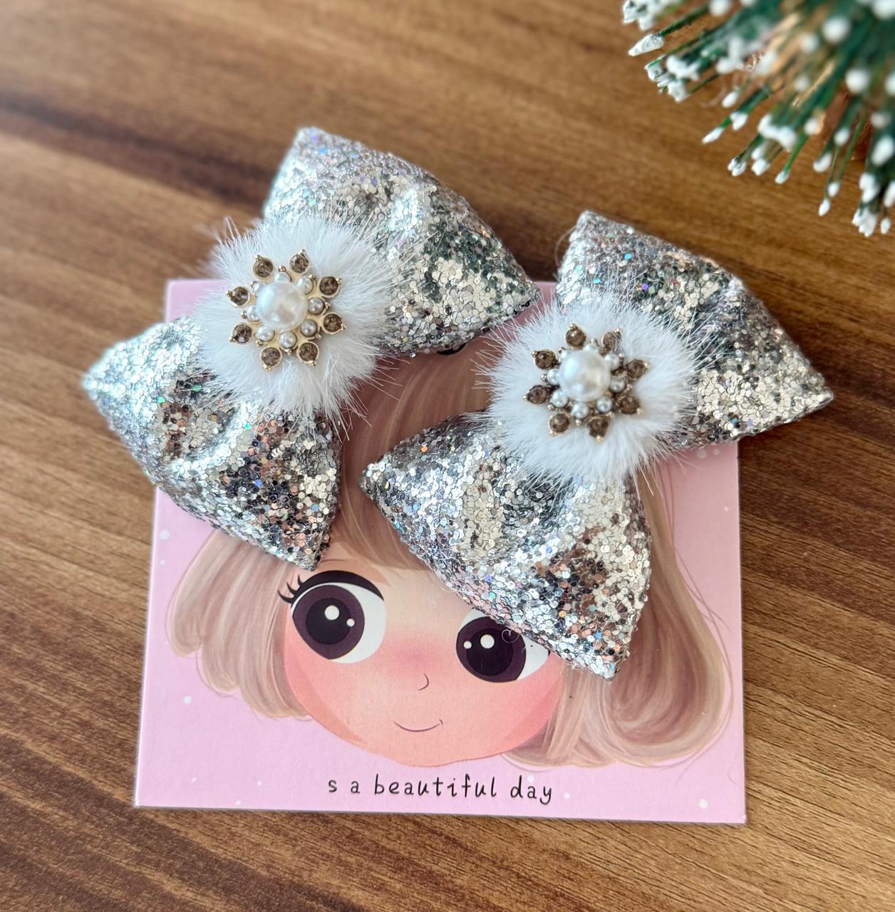 Bantyk Christmas Silver Sequence Hair Clip