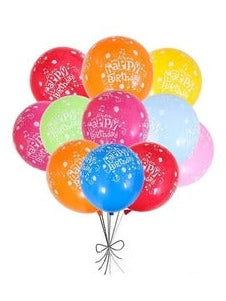 Bouquet of 12 Assorted Happy Birthday Balloons (12 Inch)