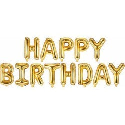 Happy Birthday Gold Air-filled Foil Balloon Kit