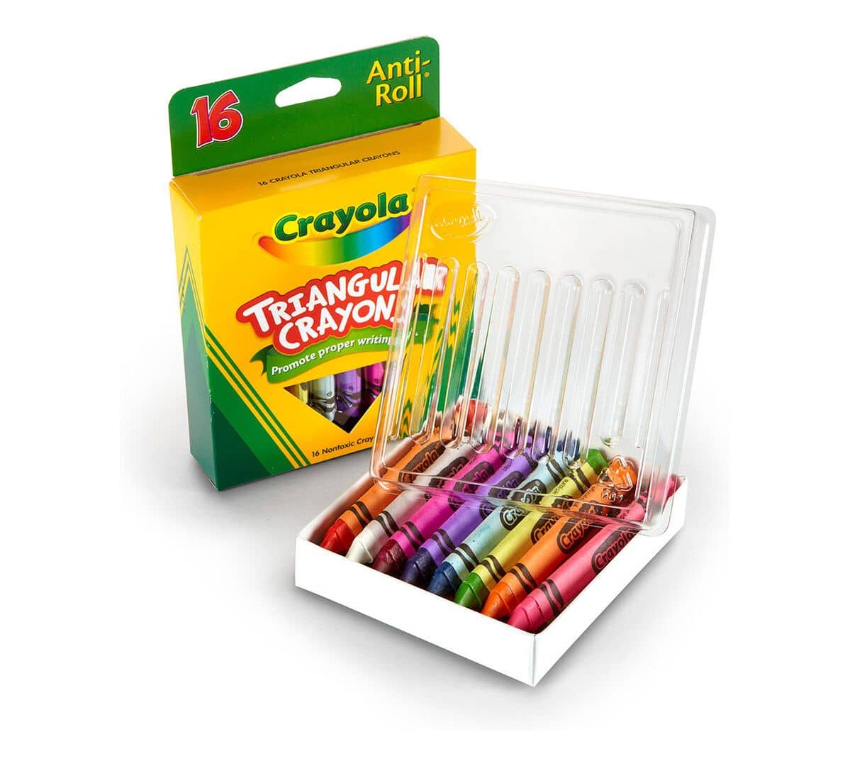 Crayola Triangular Nontoxic Anti-Roll Crayons, 16 count