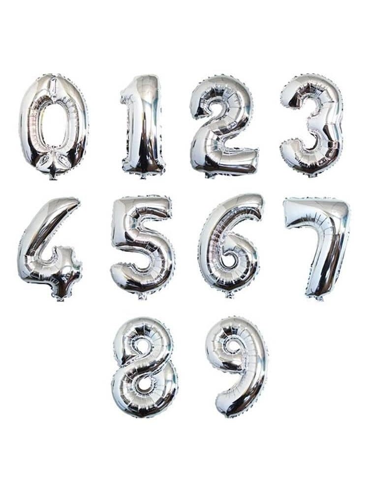 32 Inch Silver Number Foil Balloons