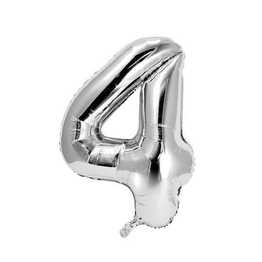 32 Inch Silver Number Foil Balloons
