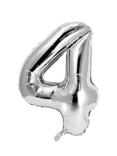 32 Inch Silver Number Foil Balloons