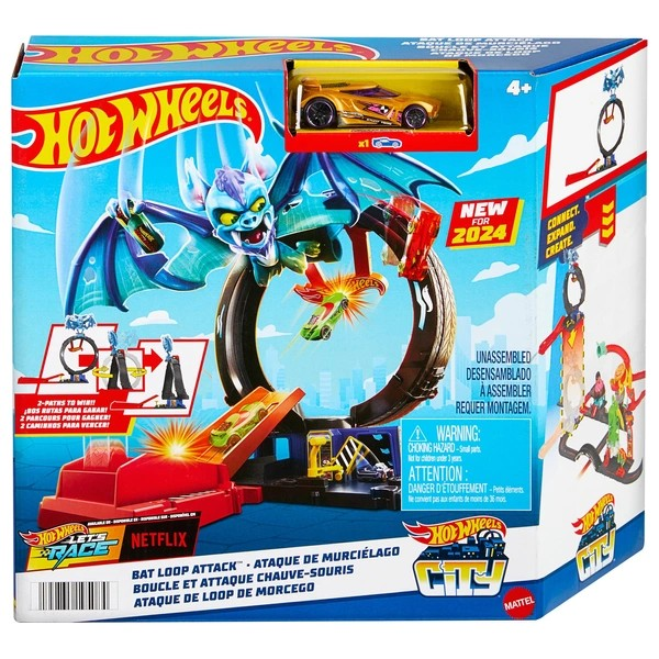 Hot Wheels City Let's Race Bat Loop Attack Playset