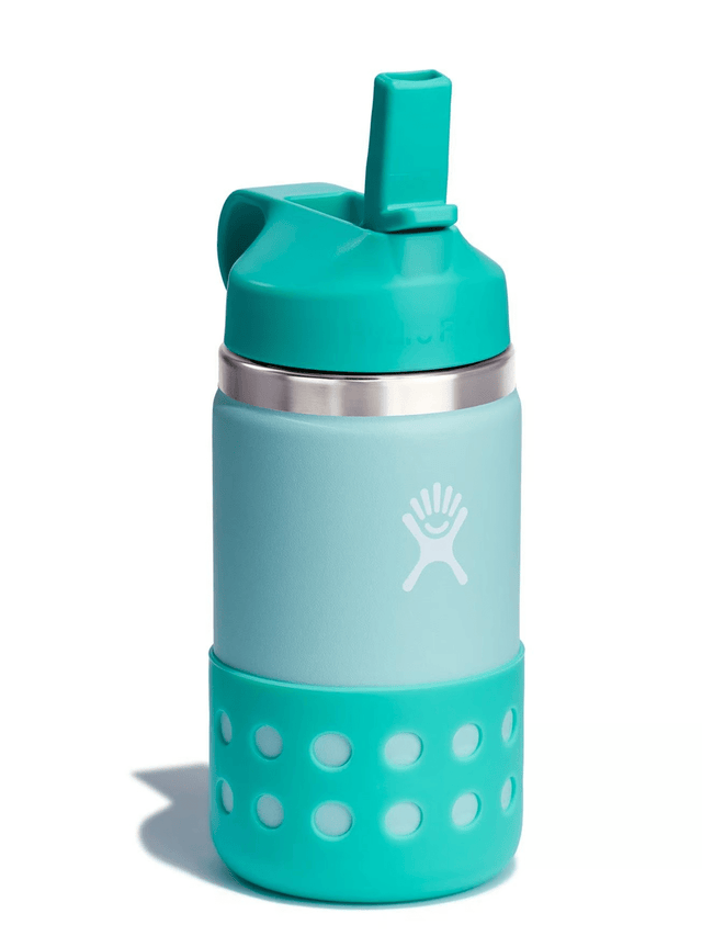 Hydro Flask 12 Oz Kids Wide Mouth Straw Lid and Boot -354mL - For ages 3+. (2 colors available)