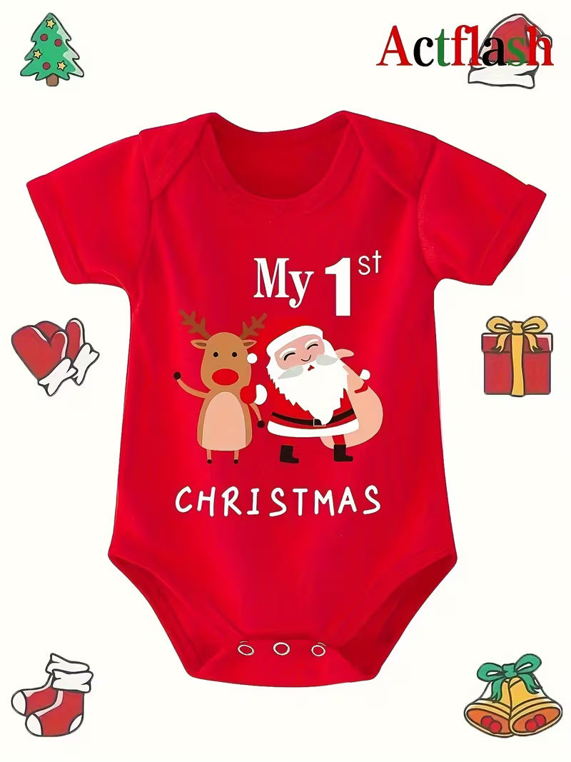 My First Christmas Baby Shortsleeve Romper