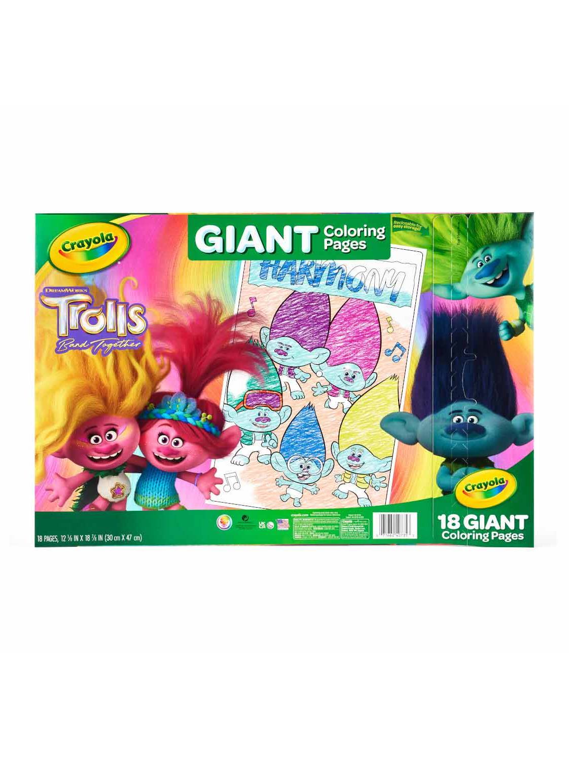 Crayola Trolls Giant Coloring Pages, 18 Count