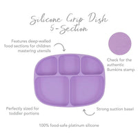 Bumkins Silicone Grip Dish with Lid - 5 Section (4 colors available)