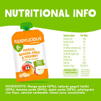 Kiddylicious Mango, Banana & Apple Yoghurt Pouch From 6 Months - 100g