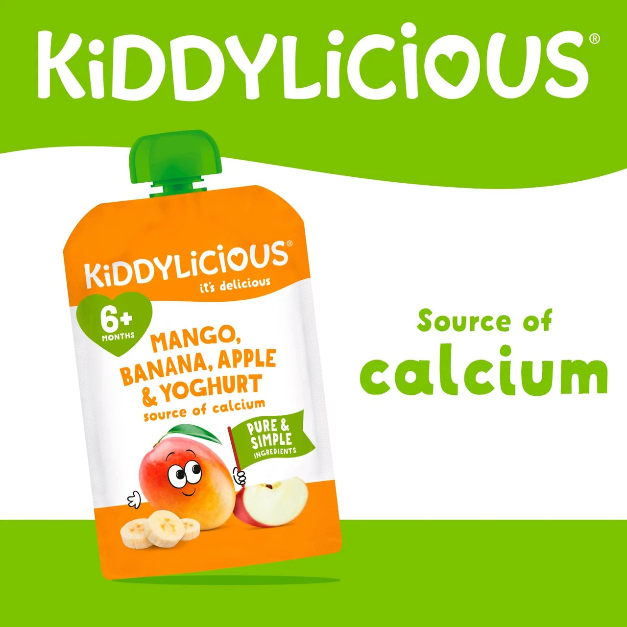 Kiddylicious Mango, Banana & Apple Yoghurt Pouch From 6 Months - 100g