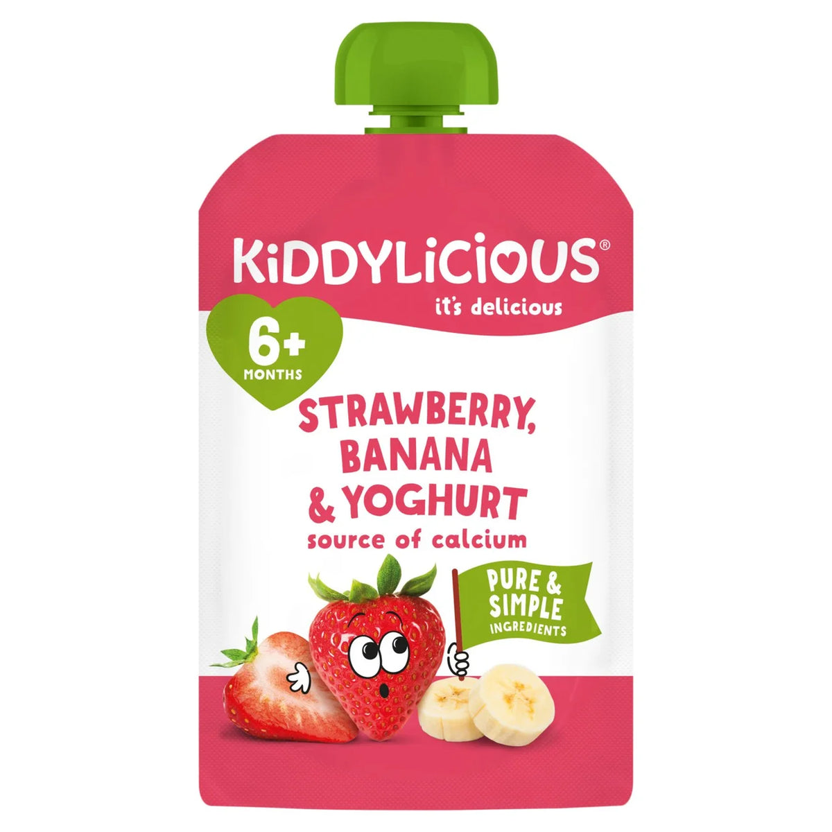 Kiddylicious Strawberry, Banana & Yoghurt Pouch From 6Months - 100g