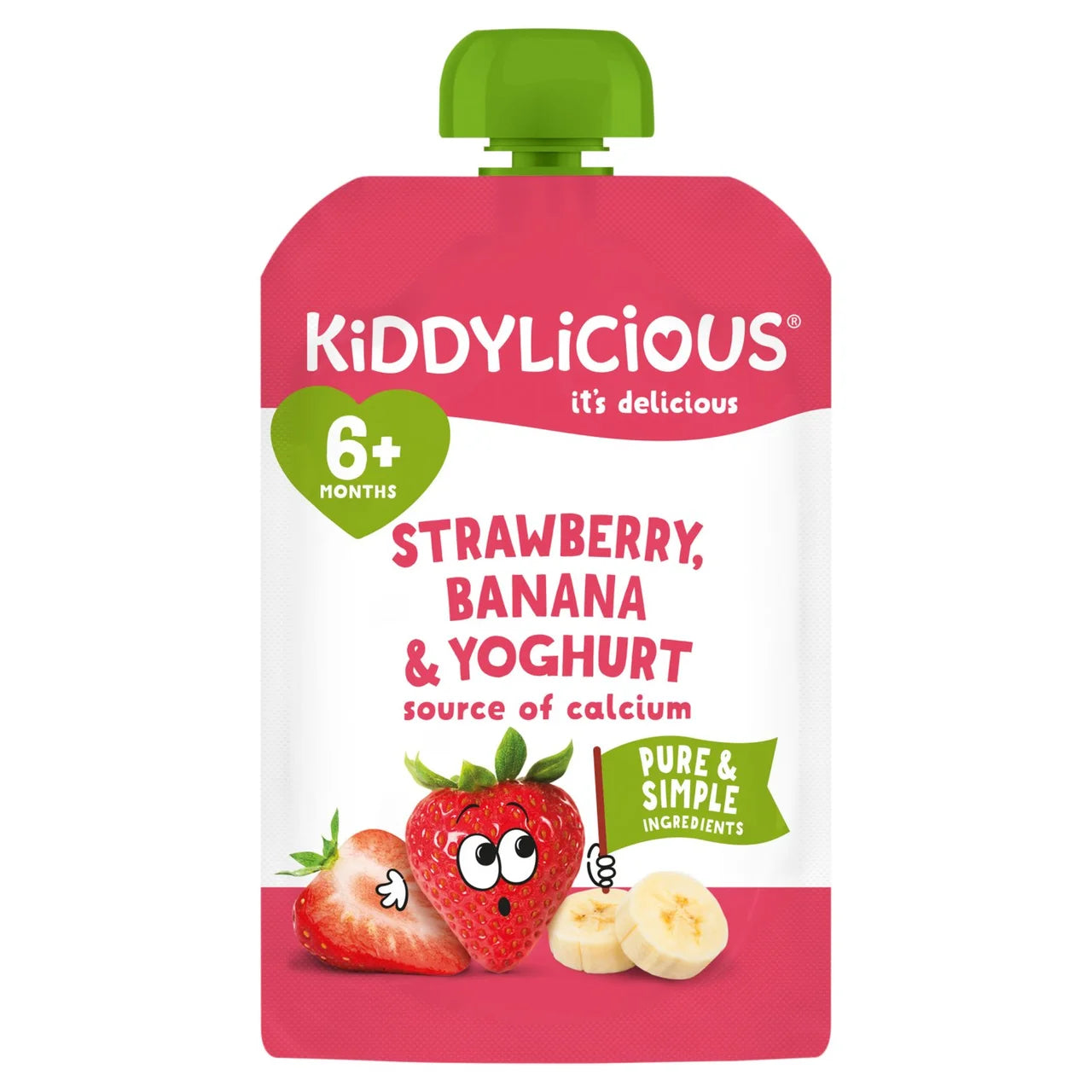 Kiddylicious Strawberry, Banana & Yoghurt Pouch From 6Months - 100g