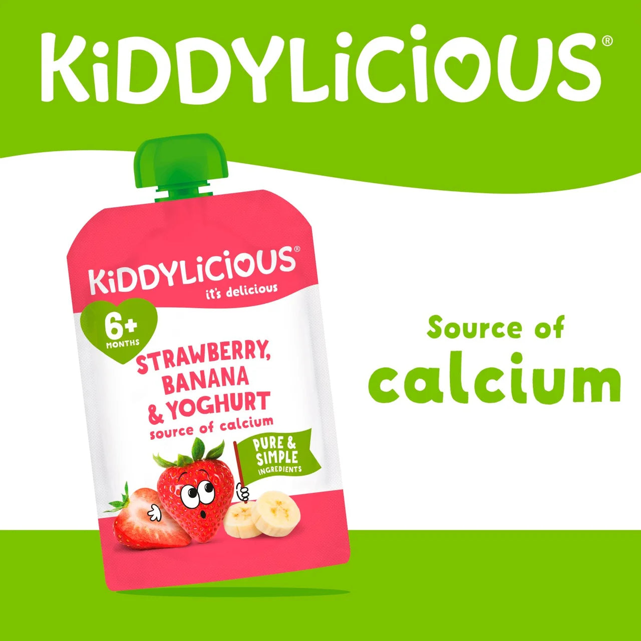 Kiddylicious Strawberry, Banana & Yoghurt Pouch From 6Months - 100g