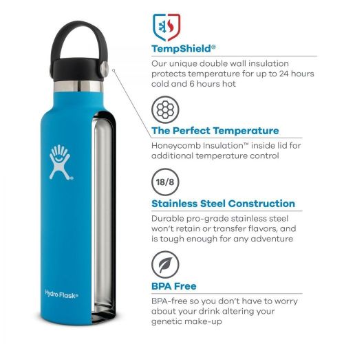 Hydro Flask 24 Oz Standard Mouth Bottle With Flex Cap - 709mL - Indigo