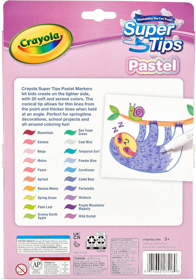 Crayola 20 Supertips Washable Pastel Markers