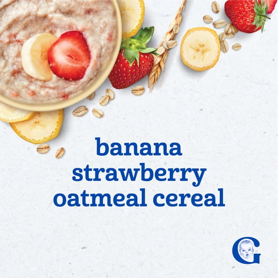 Gerber Oatmeal & Fruit - Lil' Bits Banana Strawberry Oatmeal Cereal 8 oz(227g) - 12Months+