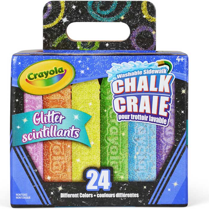 Crayola Washable Sidewalk Chalk, Glitter, 24 Count