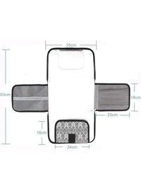 Portable Travel Nappy Changing Mat with Wipe-Pocket and Head Cushion (Grey)