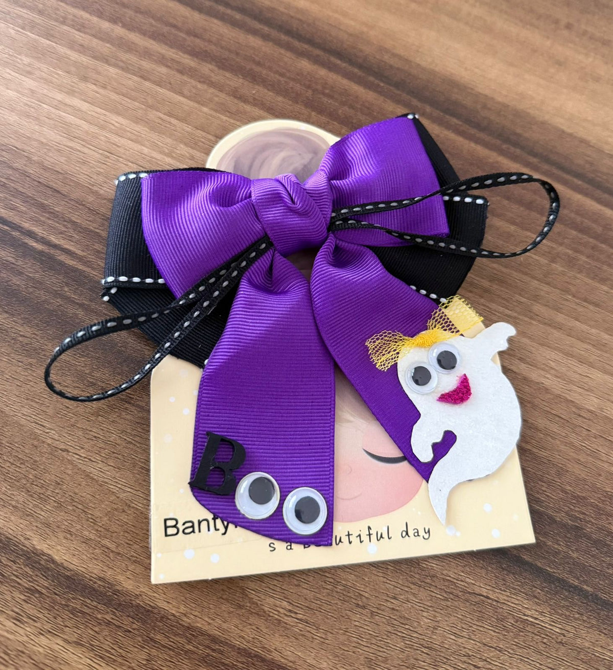 Bantyk Halloween Purple and Black Bow Hair Clip