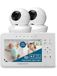 Babysense Video Baby Monitor, 4.3 Inch Split Screen with Two Cameras