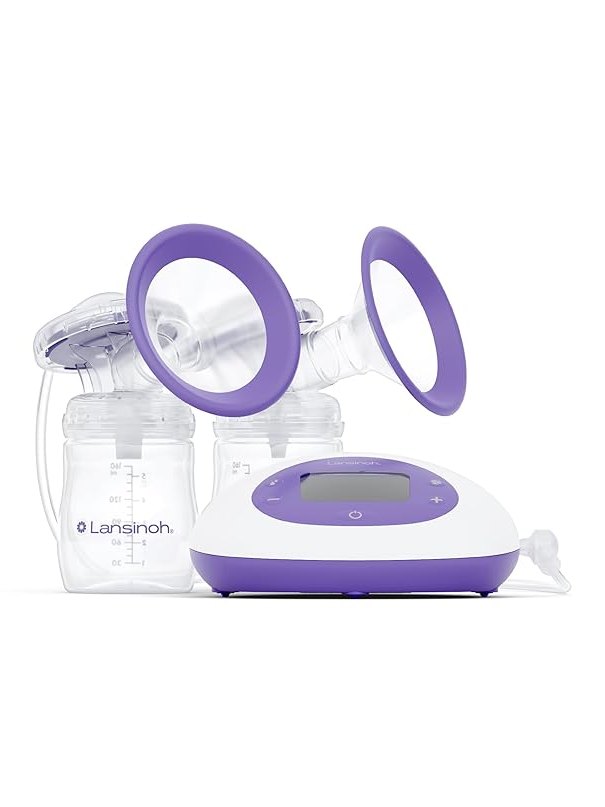 Lansinoh Signature Pro Portable Double Electric Breast Pump with LCD Screen | 3 Power Modes, 25mm Flanges, 2 Bottles, 1 Slow Flow Nipple, & Carry Bag