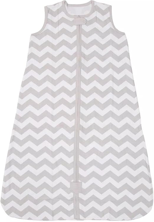 Mama Cheetah Baby Sleeping Bag 0.5 Tog Organic Cotton 2-Way Zipper 6 to 12Months (Zigzags)