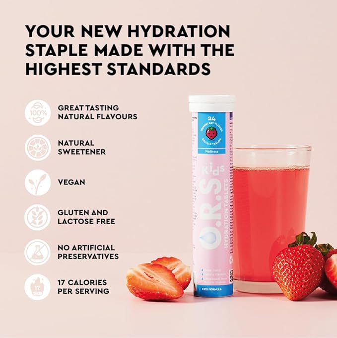 O.R.S Hydration for Kids, Natural Strawberry Flavour - 24 Tablets
