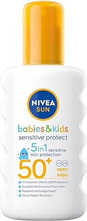 NIVEA SUN Kids Sensitive Spray SPF50+ Sunscreen, Sun Protection - 200ml