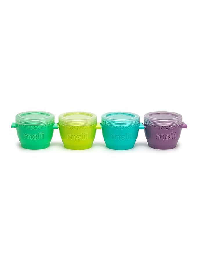 Melii Snap & Go Silicone Baby Food Storage Containers with Lids 4 Pack (4oz)
