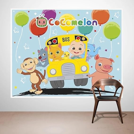 Cocomelon Multicolor Photo Booth Backdrop