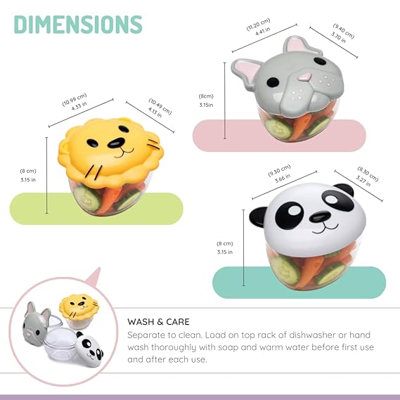 Melii Snack Container - Panda, Bulldog, and Lion