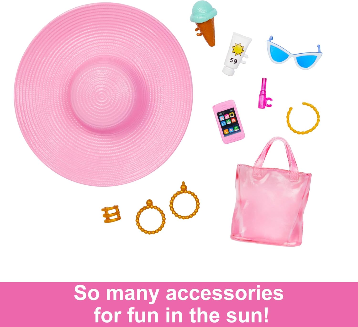 Blonde Barbie Doll with Pink and White Swimsuit