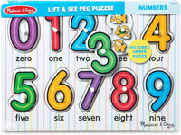 Melissa & Doug Lift & See Numbers Peg Puzzle, Age 2+