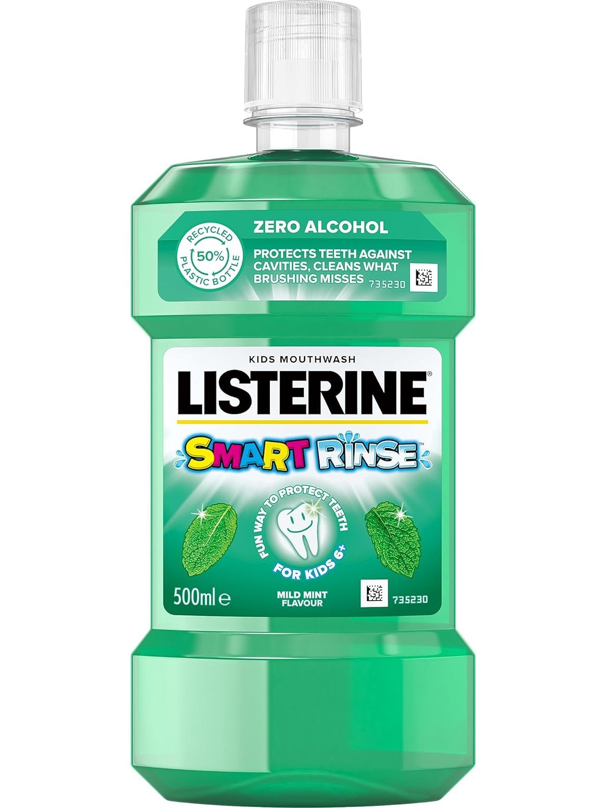 Listerine Smart Rinse Mild Mint Mouthwash for Kids 6years+ - 500ml
