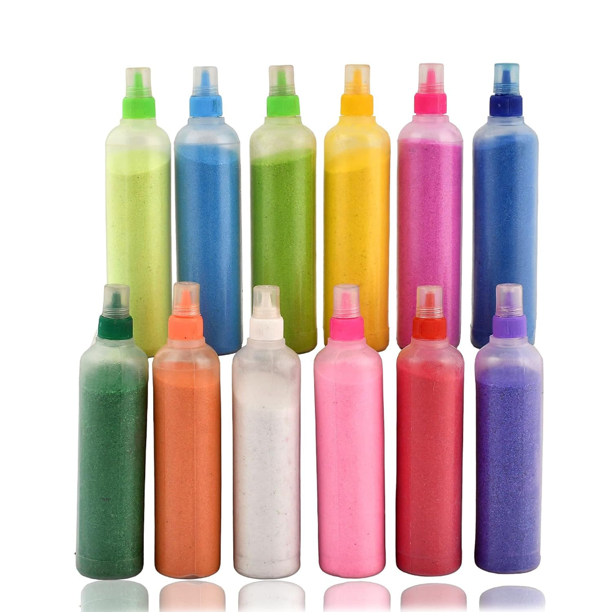 Floor Decoration Kit for Diwali Rangoli Making Kit Set of 6 Color Powder Bottle with 10 Net Stencil for Onam Pongal Home Decorations