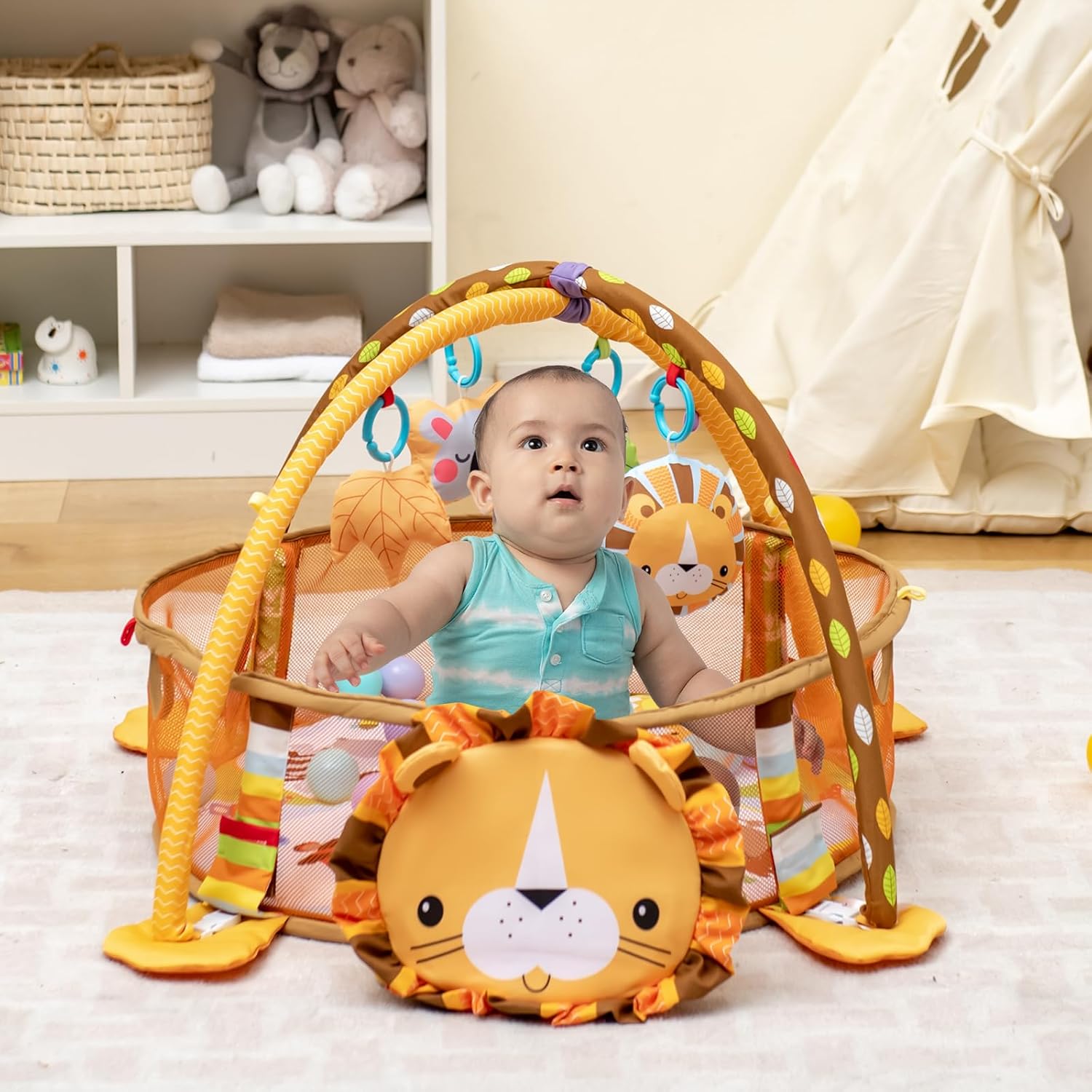 Tiibaby Activity Gym & Ball Pit™ 0m+ - 3 ways to play! - Gold