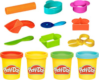 Play-Doh Starter Set, 9 Accessories, 4 Cans with Blue, Green, Red, and Yellow Modeling Compound & Travel