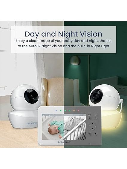 Babysense Video Baby Monitor, 4.3 Inch Split Screen with Two Cameras