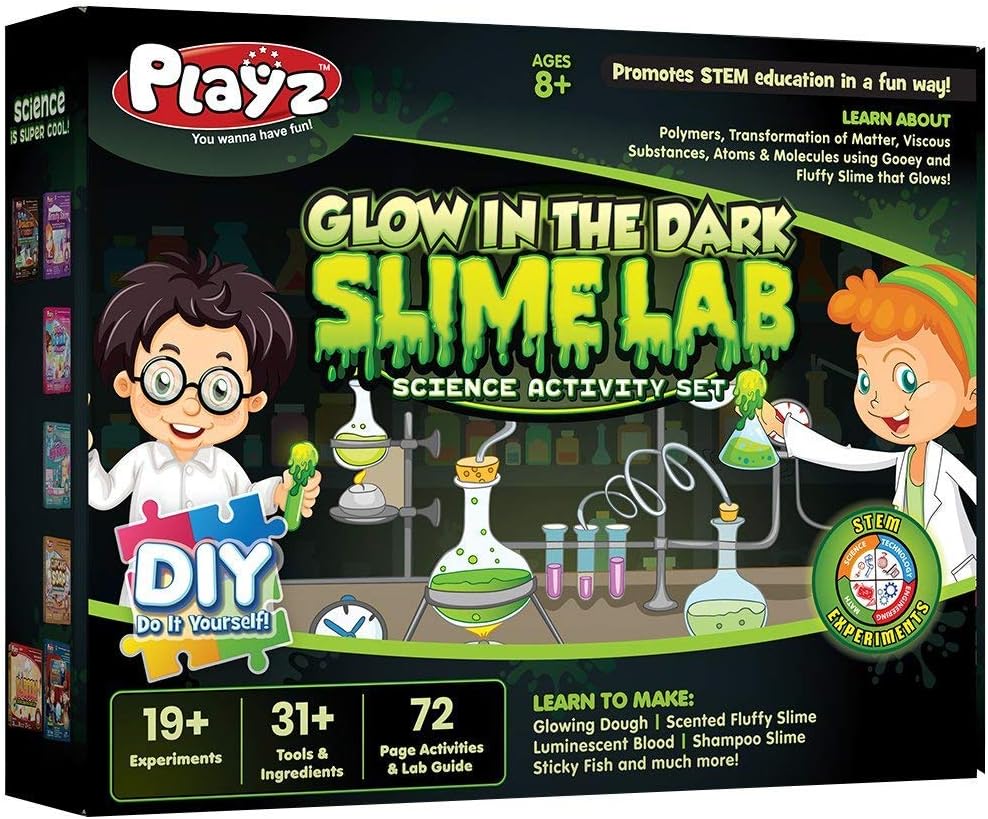 Playz Glow in The Dark Slime Lab Science Kit - 19+ Experiments
