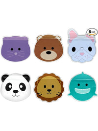Melii Reusable Snack Bags - Bulldog, Cat, Lion, Panda, Bear & Shark (6 pack)