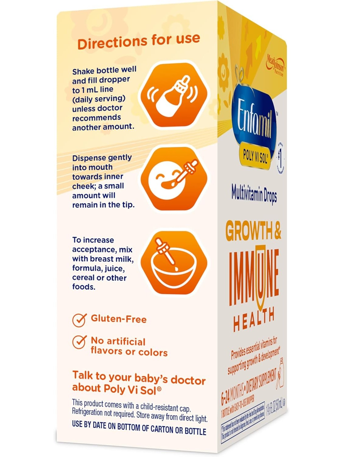 Enfamil Poly-Vi-Sol Growth & Immune Health Multi-Vitamins & Iron Supplement Drops 6-24 Months - 50ml