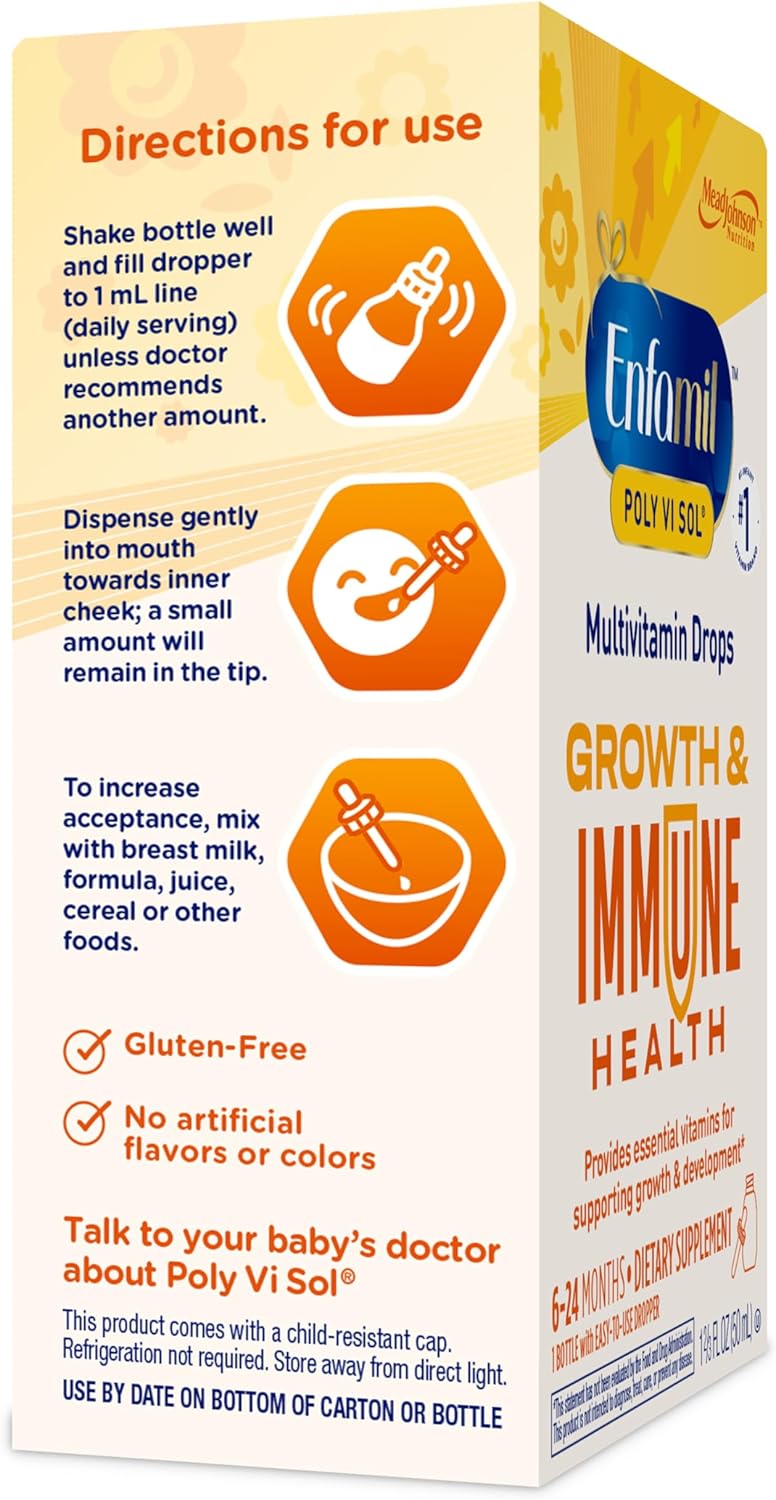 Enfamil Poly-Vi-Sol Growth & Immune Health Multi-Vitamins & Iron Supplement Drops 6-24 Months - 50ml