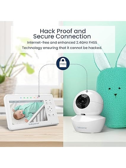 Babysense Video Baby Monitor, 4.3 Inch Split Screen with Two Cameras