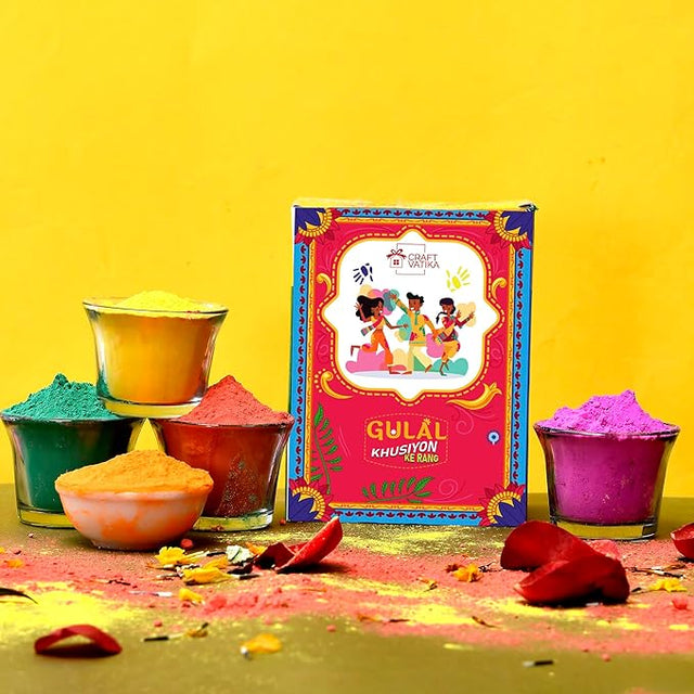 CraftVatika Natural Holi Colour - Organic Holi Colours (Pack of 5-80gms each)