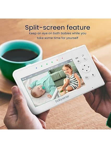 Babysense Video Baby Monitor, 4.3 Inch Split Screen with Two Cameras